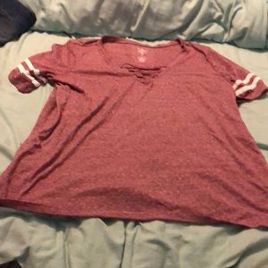 Red/pink v neck t-shirt